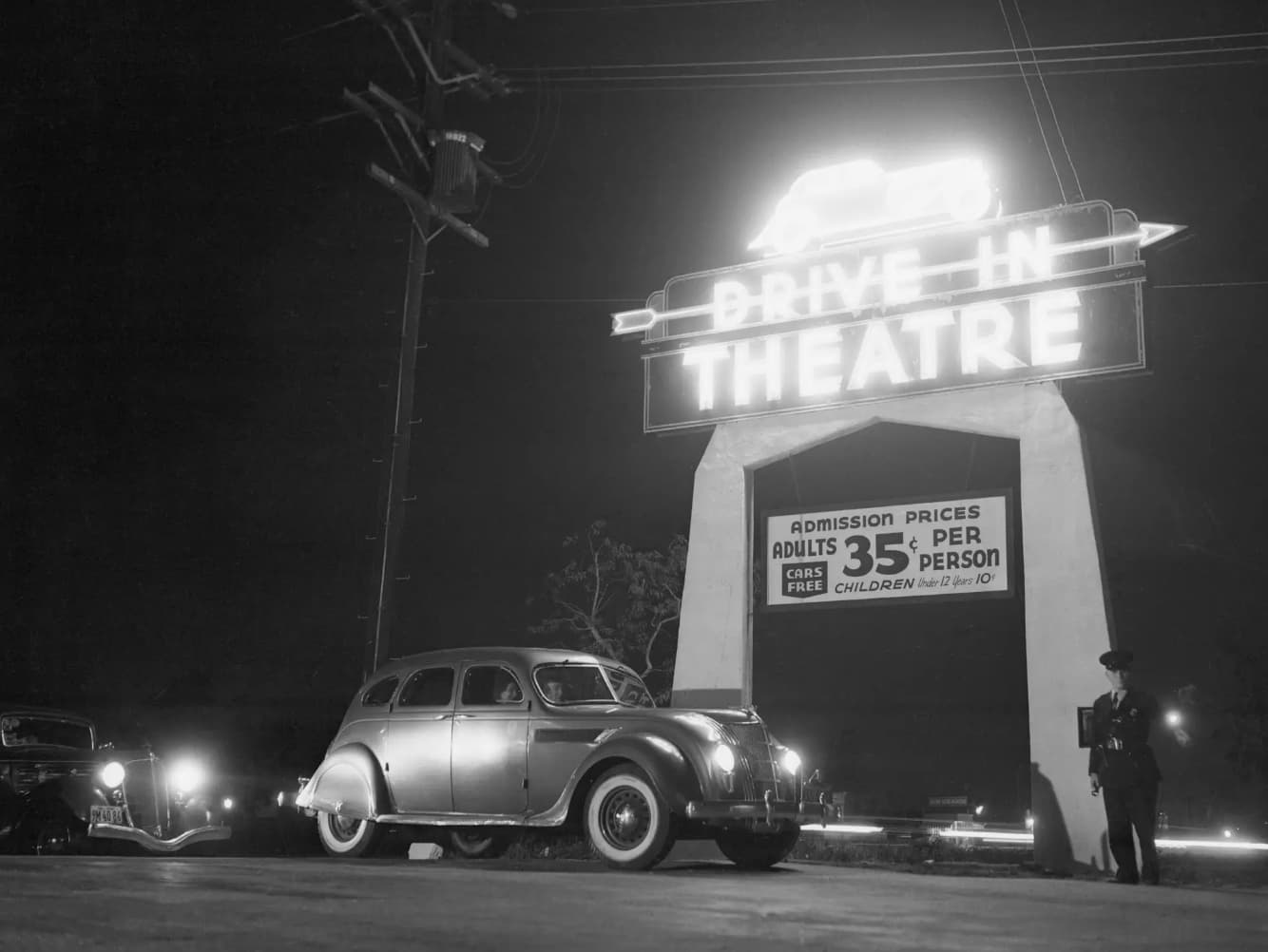 drive thru movies in the 60s - Drive In Theatre Admission Prices Adults Cars Per 35 Person Free Children Under 12 Years 10